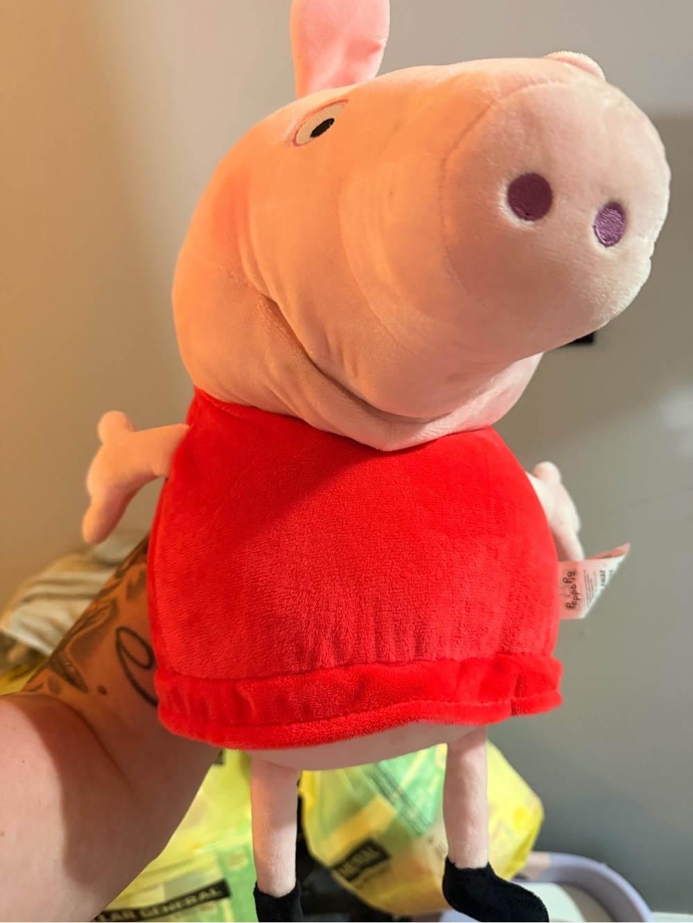 Peppa Pig Plush Puppet - Pink Figure with Red Dress